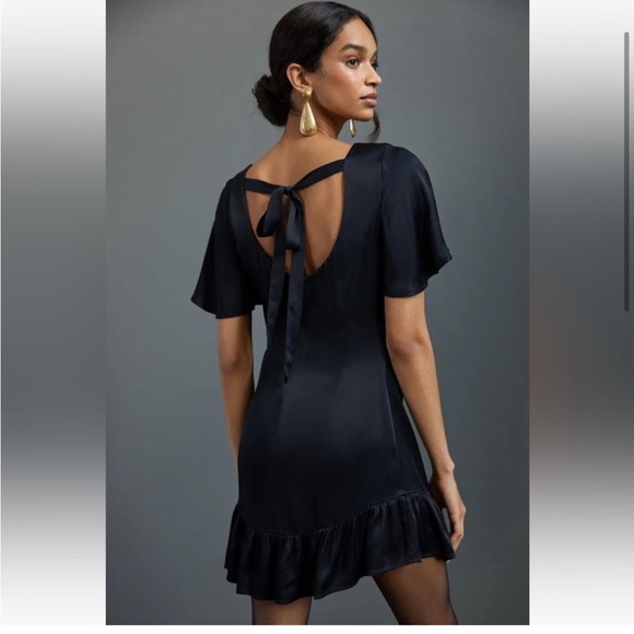 Anthropologie ruffled satin mini dress - Picture 2 of 10
